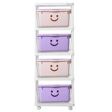 보노하우스 모던 초대형 해피프레임 4단 리빙박스, Type D (아이보리2 + 바이올렛2), 1개