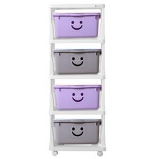 보노하우스 모던 초대형 해피프레임 4단 리빙박스, Type G (바이올렛2 + 그레이2), 1개