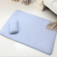 비비엔다 사계절용 논슬립 3D에어매쉬 아기쿨매트 + 에어필로우세트, 블루라인