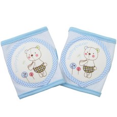 babybear 涼感網眼護膝 小熊款 2入, 藍色, 1組