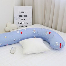 ECONY HOUSE 拐杖型插畫圖案靠枕, 藍色