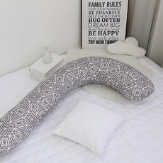 ECONY HOUSE 拐杖型圖騰印花靠枕套+枕芯, 灰色