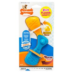 나일라본 부메랑 모양 베이컨 치즈맛 강아지 장난감 11kg 이하, 혼합 색상, 1개