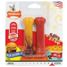 닐라본 맛충만 강아지 장난감 2p 세트 베이컨 치즈 버거 맛 + 애플 파이 맛, 혼합 색상, 1세트