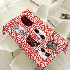 Noland 貓咪家庭字母桌巾 2人座, 混合顏色, 110cm x 100cm