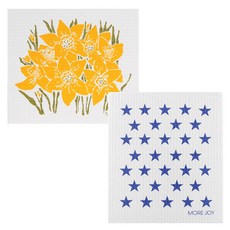 Kuu 芬蘭抹布2p套組水仙花+星星, 藍色