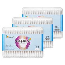 리빙웰 사각케이스 고급종이면봉, 200개입, 3개