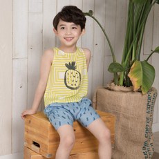 삐삐롱 레빈 민소매 남아 레이온 세트