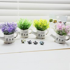 티즈트레이딩 라벤더 물조리개 조화 4p, 퍼플, 그린, 옐로우, 핑크