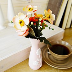 花卉圖案線條花瓶, 粉色的