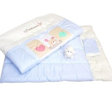 BabyBoom 孩童用星星愛心印花午睡被組 BD15, 天藍色