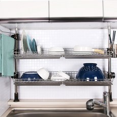 HAPPYHOME 立柱雙層水槽瀝乾架+水槽卷架 6卷 橘色, 單色