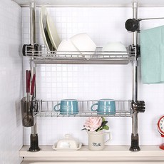 해피홈 국내 제조 국산 기둥식 싱크대선반 2단 400 + 주방행주3P