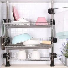 HAPPYHOME 立柱水槽置物架3層400+廚房抹布3P, 單色