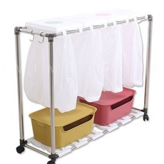 리빙해피 재활용 분리수거함 4p + 분리수거봉투 100매, 화이트, 1세트