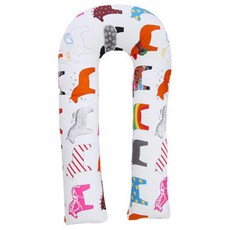 ECONY HOUSE 小馬印花U型身體枕套+棉芯, 白色