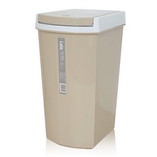 簡約風格雙色按壓式垃圾桶, 淺褐色的, 1個