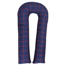 ECONY HOUSE 格紋U型身體枕套+棉芯, 海軍 R