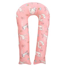 ECONY HOUSE 動物印花U型身體枕套+棉芯, 粉色