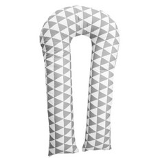 ECONY HOUSE 幾何圖形印花U型身體枕套+棉芯, 灰色