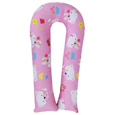 ECONY HOUSE 小熊印花U型身體枕套+棉芯, 粉色