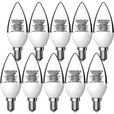 WOOREE 長壽命 LED 燭檯燈泡透明 5W 14 底座, 黃光色, 10片
