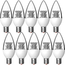 WOOREE 長壽命 LED 燭檯燈泡透明 5W 17 底座, 暖黃光, 10個