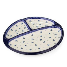 아티스티나 폴란드그릇 AT 485물망초 3칸나눔원형접시B, 혼합 색상, 1개