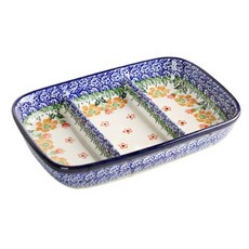 아티스티나 폴란드그릇 AT 민꽃연못 나눔접시 3칸, 혼합 색상, 1개