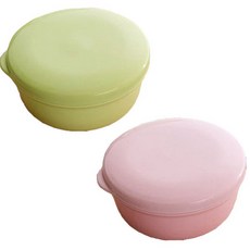 파스텔 휴대용 원형 비누케이스, 핑크 + 그린, 1세트