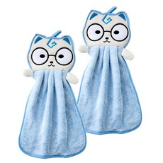 아리코 안경쓴고양이 주방타올, 블루, 2개입