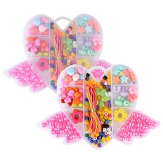 Bluemato 翅膀愛心串珠 16 9格款, 混合顏色, 2個