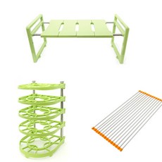 리빙해피 싱크인600 + 싱크롤선반 14롤 오렌지 + 뉴 후라이팬 정리대, 그린, 1개