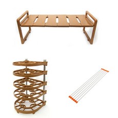 리빙해피 싱크인1200 + 싱크롤선반 6롤 오렌지 + 뉴 후라이팬 정리대, 우드, 1개