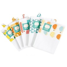 Coney Island 男童拼接圖案印花掛繩毛巾組 Jr款 5入, 烏龜款+三角形款+雨天款+檸檬款+狐狸款, 1組