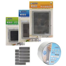 小紗窗修補貼 4入+大紗窗修補貼 2入+特大紗窗修補貼 2入+修補專用膠帶+排水孔貼 10入, 1套