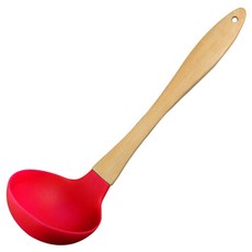 리빙팝 우드핸들 실리콘 키친툴 국자, 랜덤 발송, 1개