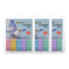Bluemato 紙膠帶3 雪花圖案 35003 5入, 粉紅色, 黃色, 藍色, 紫色, 綠色, 3入