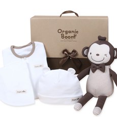 Organic Boom 基本款彌月禮盒+長袖T恤+帽子+圍兜+娃娃