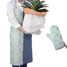 BELLELIFE 薄荷蜜蜂配色圍裙 + 烤箱手套, 1套, 單色