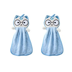 블럭마트 귀염둥이 고양이 주방행주, 블루, 2개