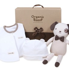 Organic Boom 基本款彌月禮盒+長袖T恤+帽子+圍兜+娃娃