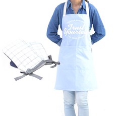 BELLELIFE 防水圍裙 + 鉛筆格紋廚房手套 2p, 1套, 混色