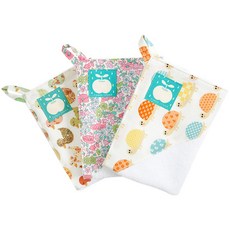 Coney Island 女童拼接圖案印花掛繩毛巾組 8r, 鴨子款+烏龜款+花朵款, 1組