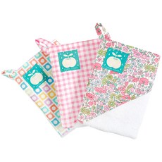 코니아일랜드 어린이집 고리수건 고깔형 20r 여아세트, 비비드스퀘어, 체크 (핑크), 쁘띠플라워, 1세트