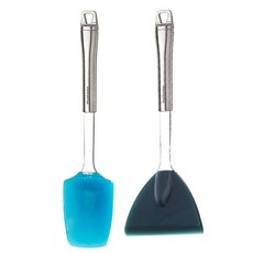 PADERNO 不鏽鋼手柄矽膠炒飯勺+3角鍋鏟 黑色, 混色