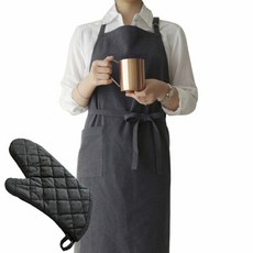 Maison Textile Bricks圍裙 炭灰色+摩登鑽石防燙烤箱手套, 1套, 混色