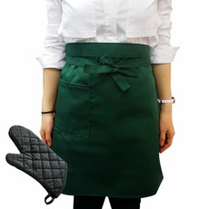 Maison Textile 咖啡師圍裙半綠色 + 現代鑽石阻燃烤箱手套, 1套, 混色