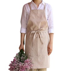 Bring Me 韓國製天然亞麻圍裙, 米色, 1個