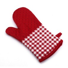 Life Point切口拼色長廚房手套, 紅色的, 1個